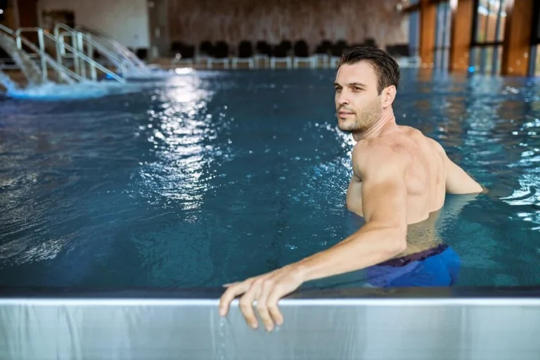 men in pool